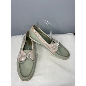 Sperry Top-Sider Non-marking leather boat shoes mint green beige women's size 10